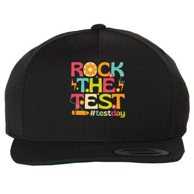 Rock The Test Testing Day Retro Smile Face Teacher Student Wool Snapback Cap