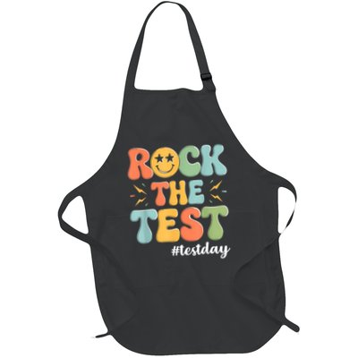 Rock The Test Testing Day Staar Motivational Teacher Testing Full-Length Apron With Pockets