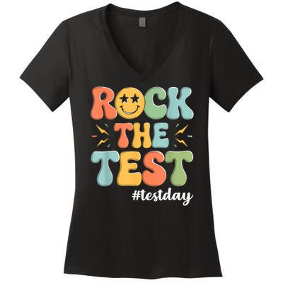 Rock The Test Testing Day Staar Motivational Teacher Testing Women's V-Neck T-Shirt
