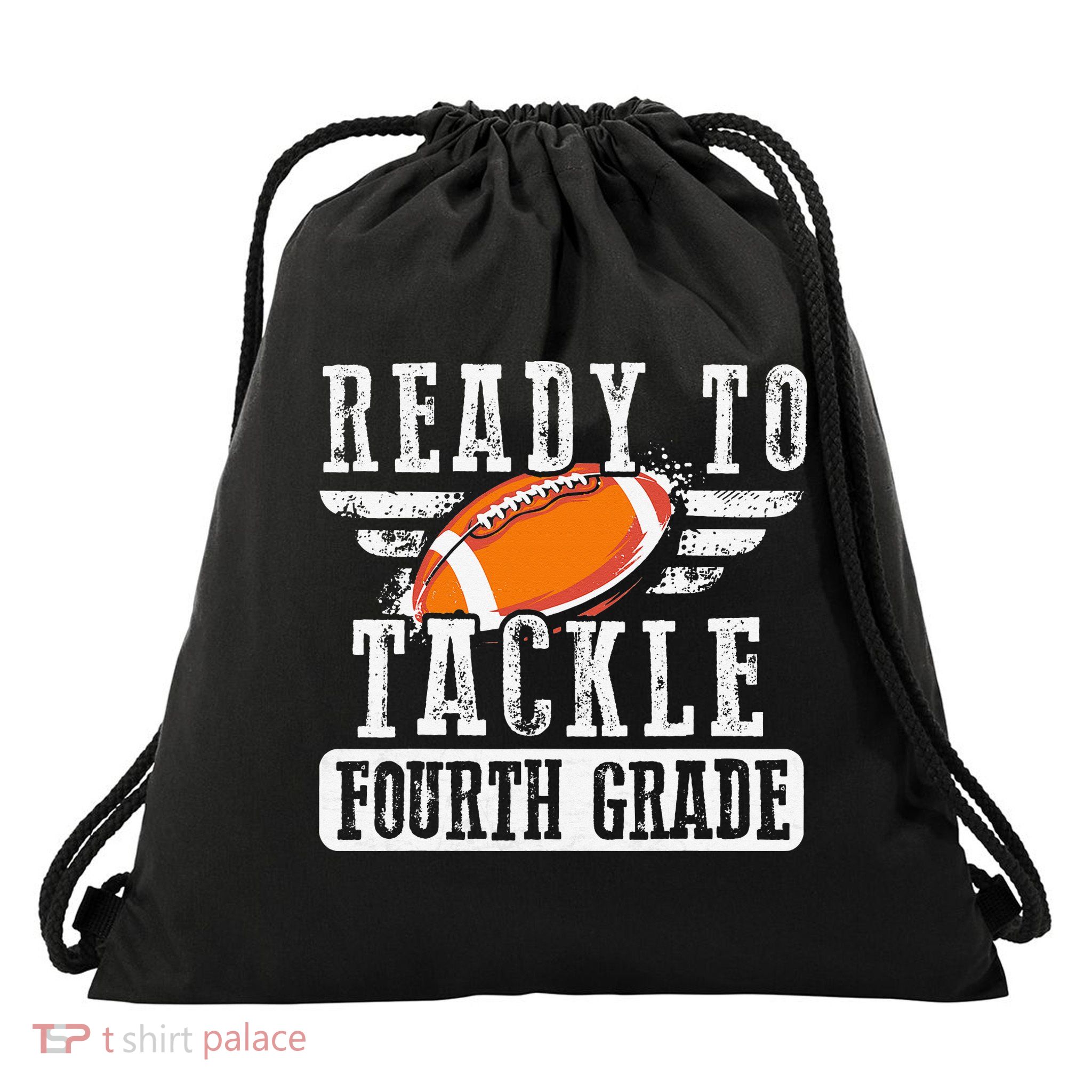 Ready To Tackle Fourth Grade Football Ball Back To School Drawstring Bag