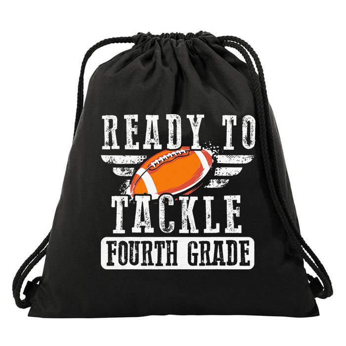 Ready To Tackle Fourth Grade Football Ball Back To School Drawstring Bag