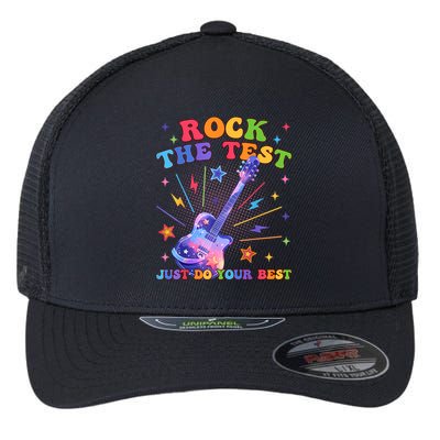 Rock The Test Testing Day Teacher Student Just Do Your Best Flexfit Unipanel Trucker Cap