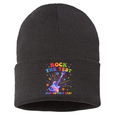 Rock The Test Testing Day Teacher Student Just Do Your Best Sustainable Knit Beanie
