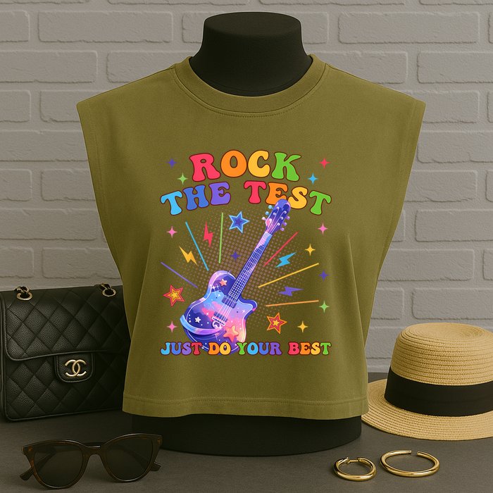 Rock The Test Testing Day Teacher Student Just Do Your Best Garment-Dyed Women's Muscle Tee