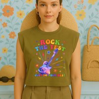 Rock The Test Testing Day Teacher Student Just Do Your Best Garment-Dyed Women's Muscle Tee