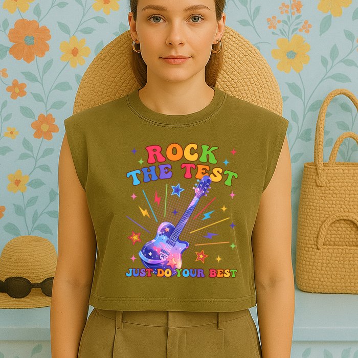 Rock The Test Testing Day Teacher Student Just Do Your Best Garment-Dyed Women's Muscle Tee