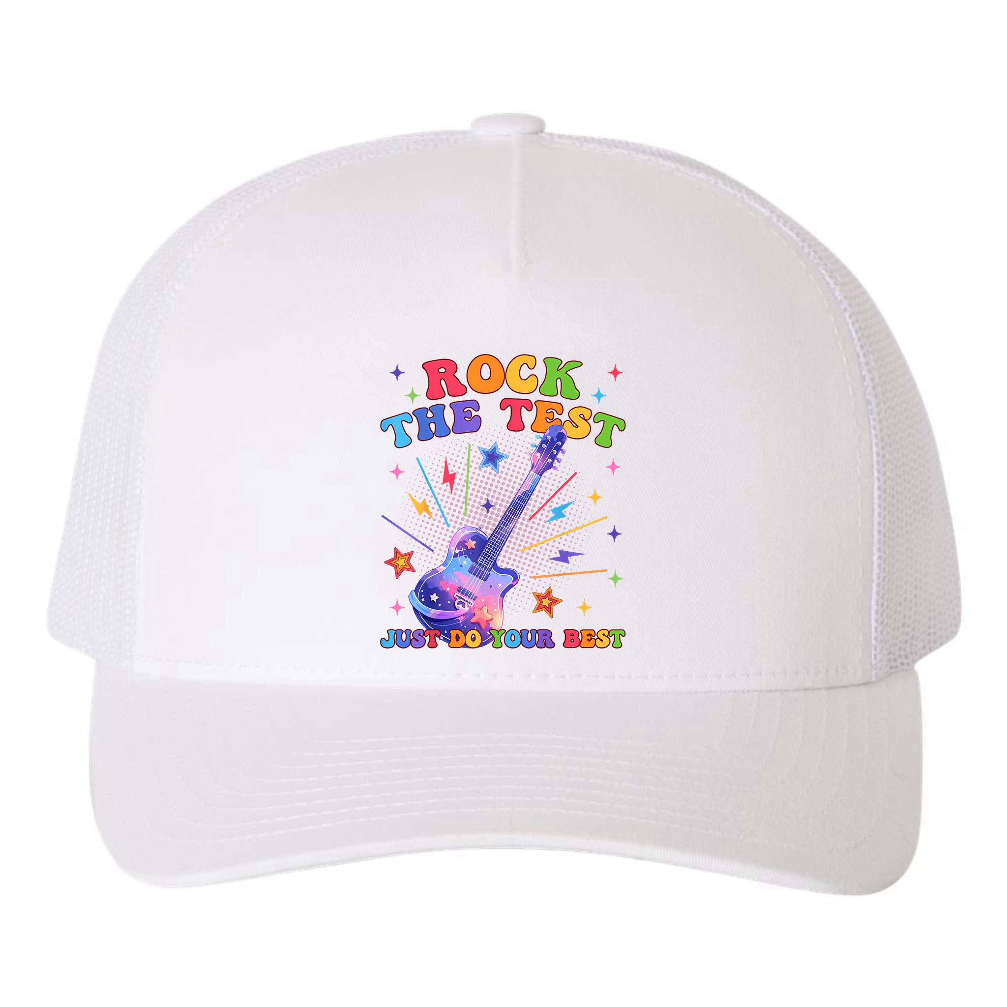 Rock The Test Testing Day Teacher Student Just Do Your Best Yupoong Adult 5-Panel Trucker Hat