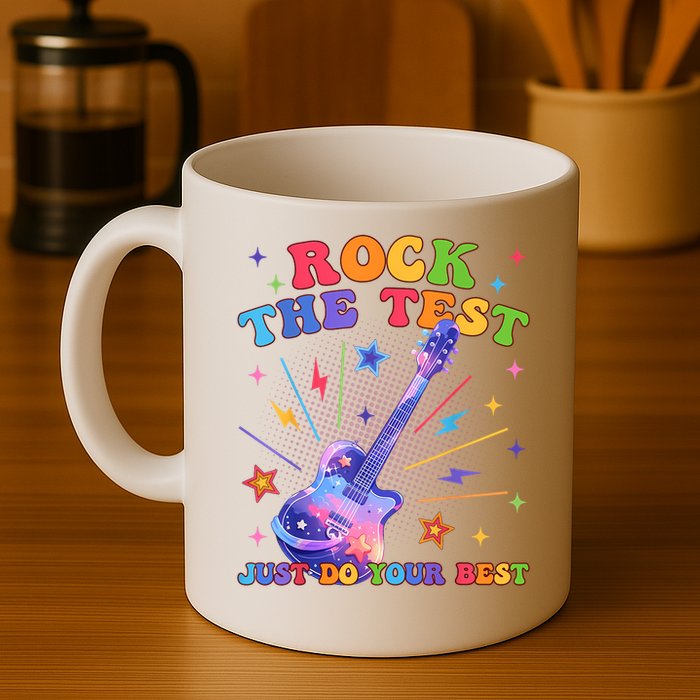 Rock The Test Testing Day Teacher Student Just Do Your Best Mug