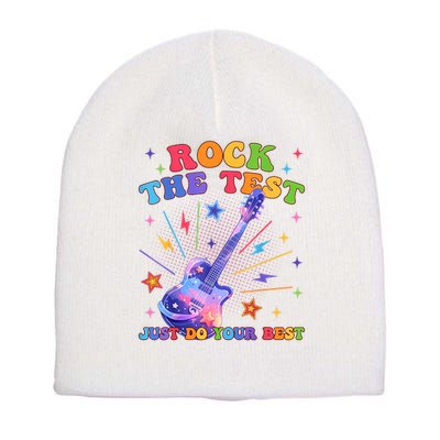Rock The Test Testing Day Teacher Student Just Do Your Best Short Acrylic Beanie