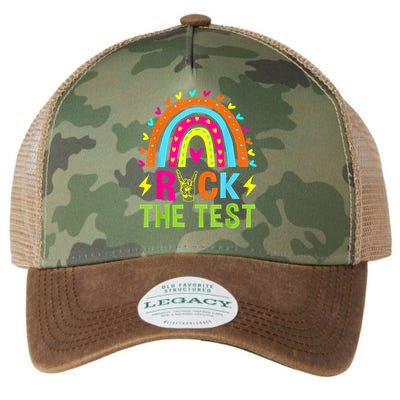 Rock The Test Rainbow Testing Day Motivational Teacher Legacy Tie Dye Trucker Hat