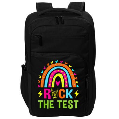 Rock The Test Rainbow Testing Day Motivational Teacher Impact Tech Backpack