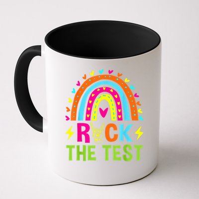 Rock The Test Rainbow Testing Day Motivational Teacher Mug