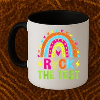Rock The Test Rainbow Testing Day Motivational Teacher Mug