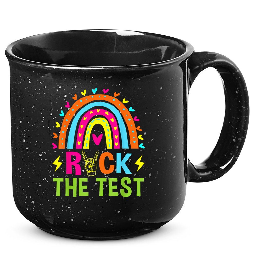 Rock The Test Rainbow Testing Day Motivational Teacher 15oz Campfire Ceramic Mug
