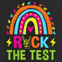 Rock The Test Rainbow Testing Day Motivational Teacher 12oz Stainless Steel Coffee Mug