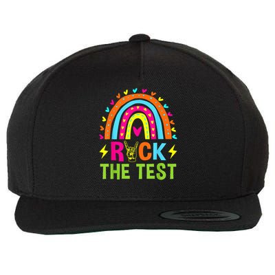 Rock The Test Rainbow Testing Day Motivational Teacher Wool Snapback Cap