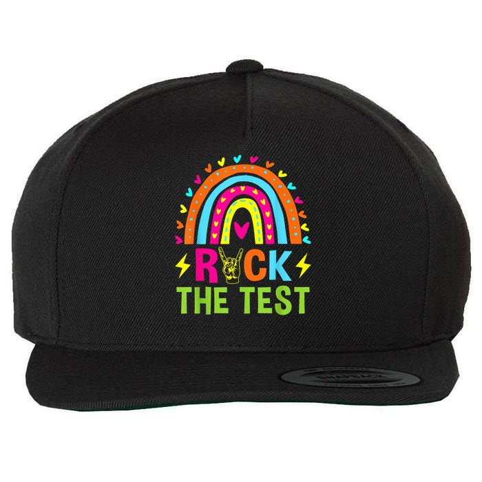 Rock The Test Rainbow Testing Day Motivational Teacher Wool Snapback Cap