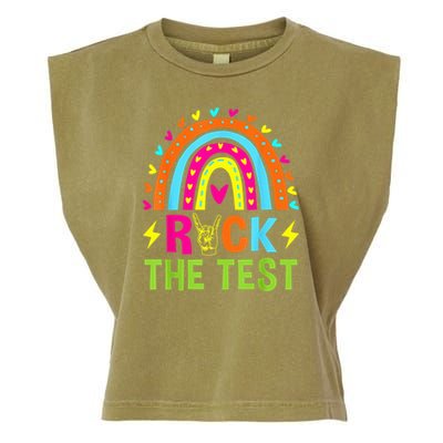 Rock The Test Rainbow Testing Day Motivational Teacher Garment-Dyed Women's Muscle Tee