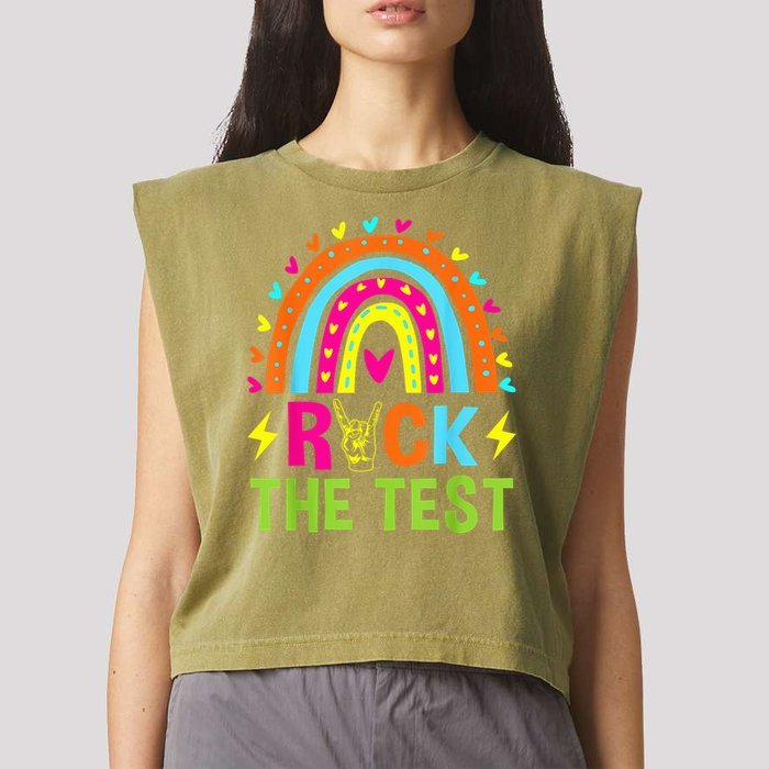 Rock The Test Rainbow Testing Day Motivational Teacher Garment-Dyed Women's Muscle Tee