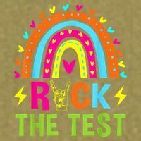 Rock The Test Rainbow Testing Day Motivational Teacher Garment-Dyed Women's Muscle Tee