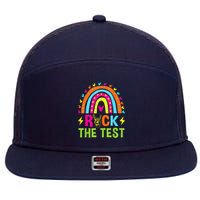 Rock The Test Rainbow Testing Day Motivational Teacher 7 Panel Mesh Trucker Snapback Hat