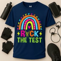 Rock The Test Rainbow Testing Day Motivational Teacher Performance Shirt