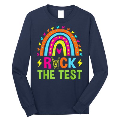 Rock The Test Rainbow Testing Day Motivational Teacher Long Sleeve Shirt