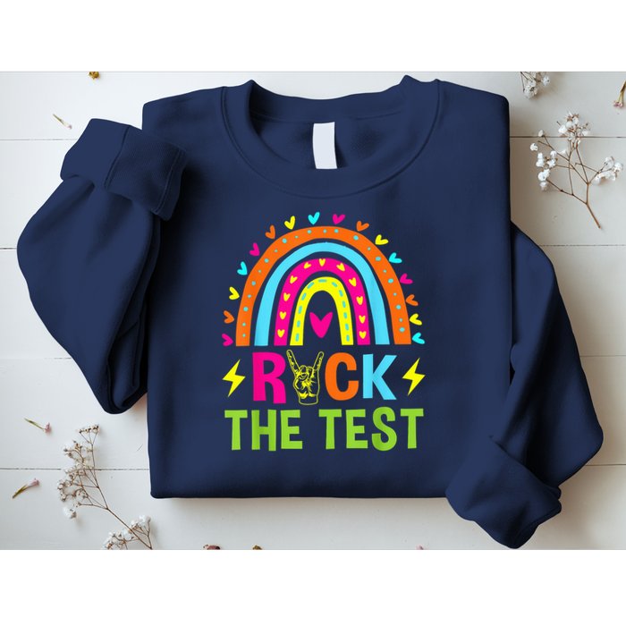 Rock The Test Rainbow Testing Day Motivational Teacher Sweatshirt