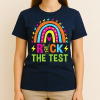 Rock The Test Rainbow Testing Day Motivational Teacher T-Shirt