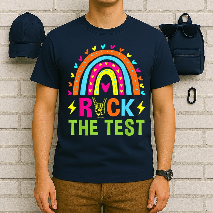 Rock The Test Rainbow Testing Day Motivational Teacher T-Shirt