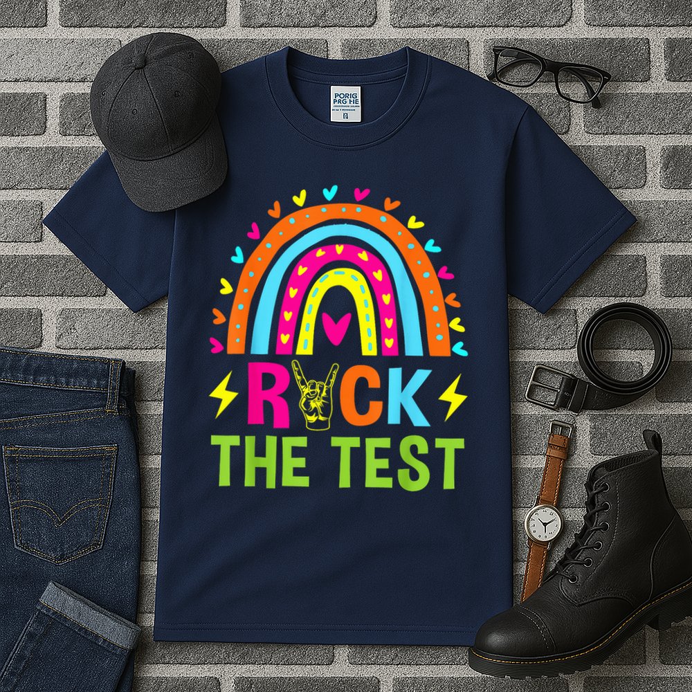 Rock The Test Rainbow Testing Day Motivational Teacher Tall T-Shirt