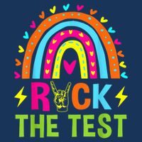 Rock The Test Rainbow Testing Day Motivational Teacher Drawstring Bag