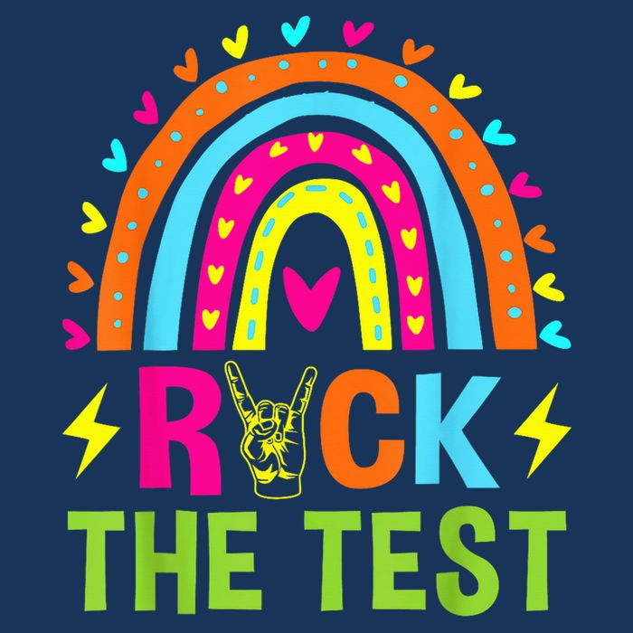 Rock The Test Rainbow Testing Day Motivational Teacher Drawstring Bag