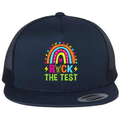 Rock The Test Rainbow Testing Day Motivational Teacher Flatbill Hat