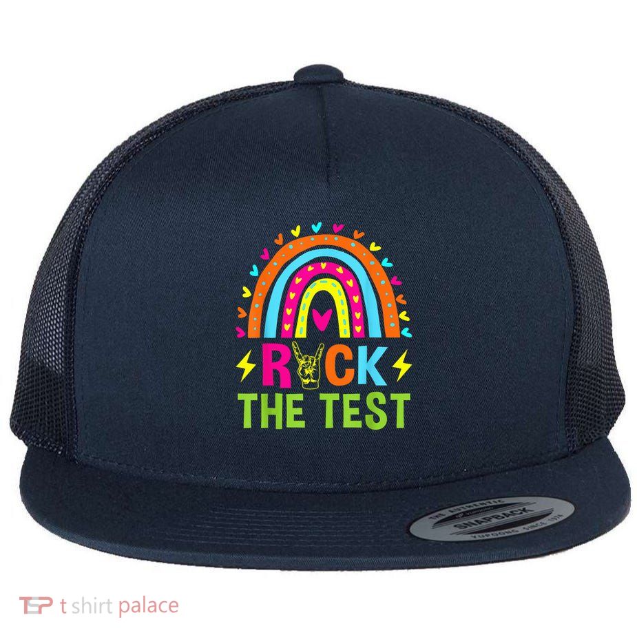 Rock The Test Rainbow Testing Day Motivational Teacher Flatbill Hat
