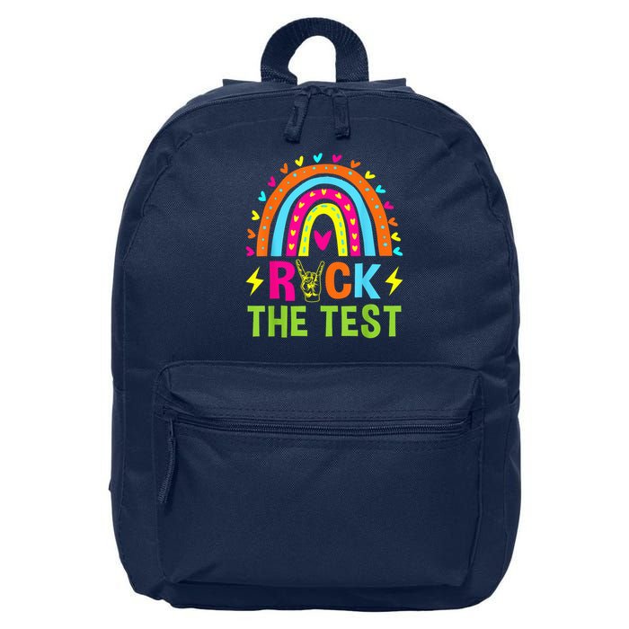 Rock The Test Rainbow Testing Day Motivational Teacher 16 in Basic Backpack