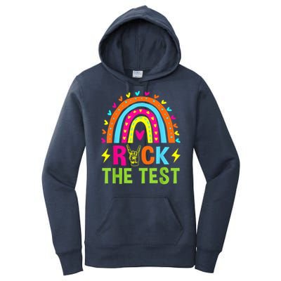 Rock The Test Rainbow Testing Day Motivational Teacher Women's Pullover Hoodie