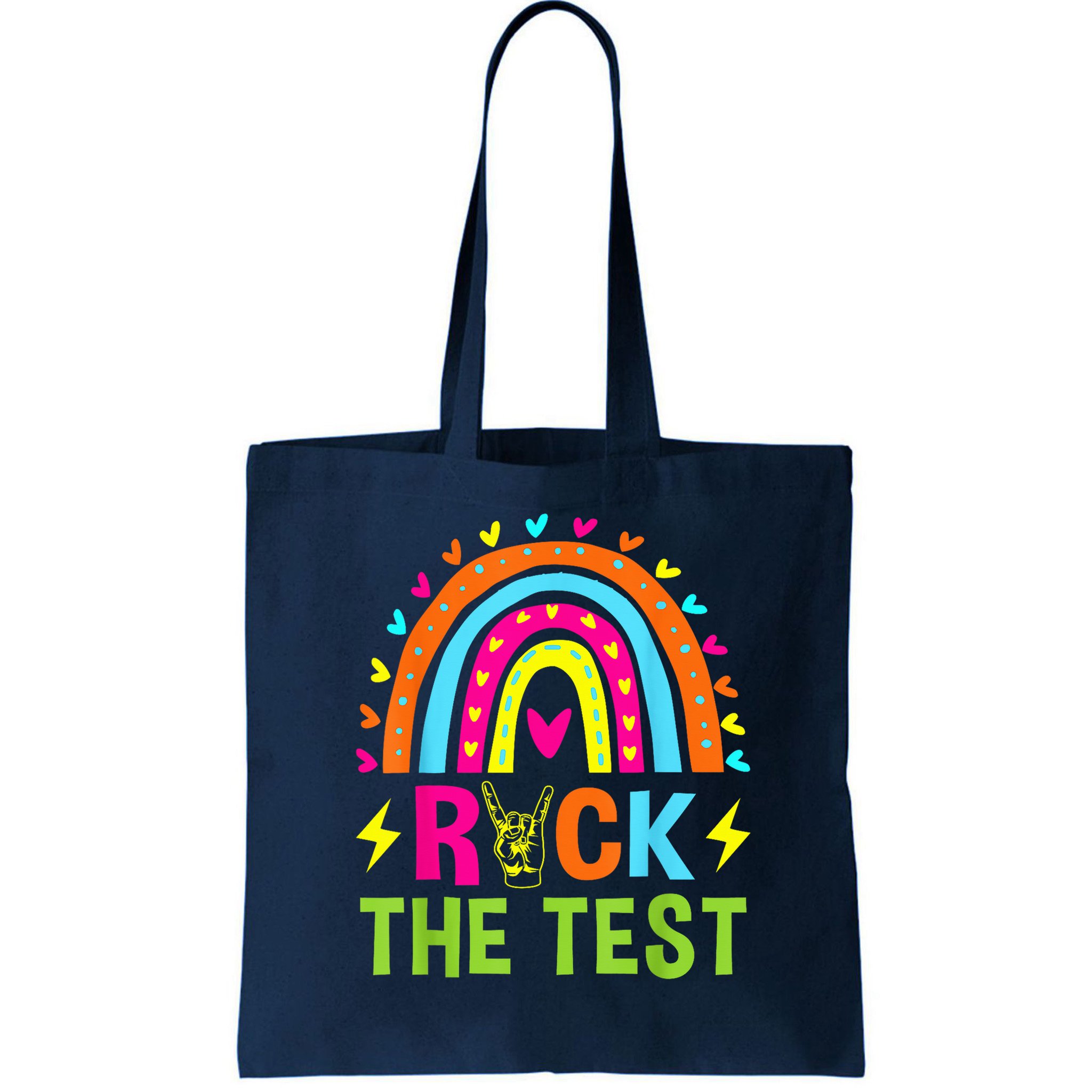 Rock The Test Rainbow Testing Day Motivational Teacher Bag