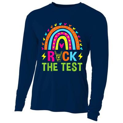 Rock The Test Rainbow Testing Day Motivational Teacher Cooling Performance Long Sleeve Crew