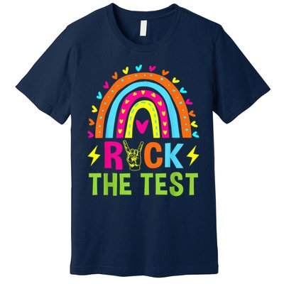 Rock The Test Rainbow Testing Day Motivational Teacher Premium T-Shirt