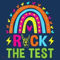 Rock The Test Rainbow Testing Day Motivational Teacher 25L Jumbo Tote