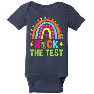 Rock The Test Rainbow Testing Day Motivational Teacher Baby Bodysuit