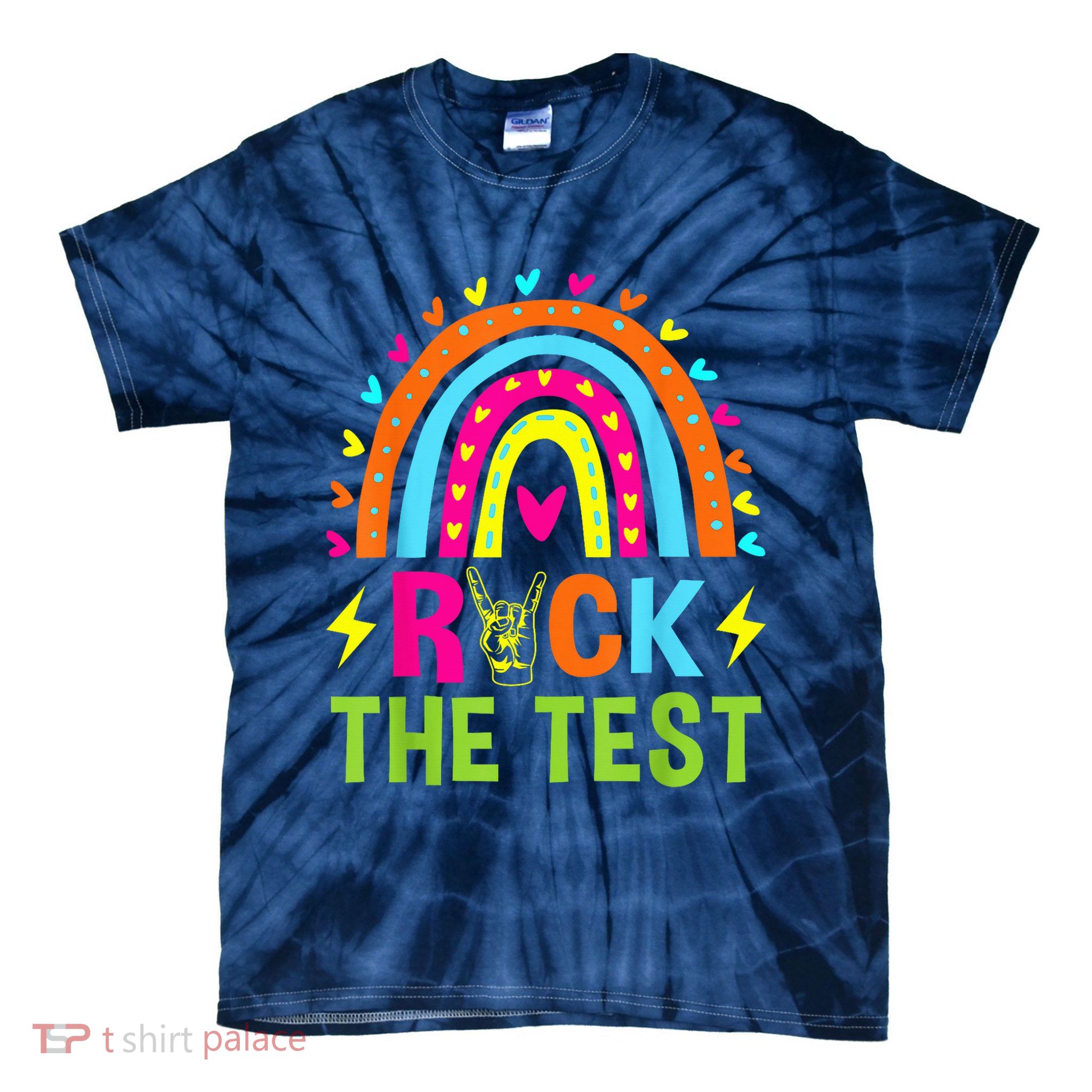 Rock The Test Rainbow Testing Day Motivational Teacher Tie-Dye T-Shirt