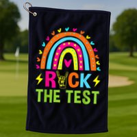 Rock The Test Rainbow Testing Day Motivational Teacher Golf Towel