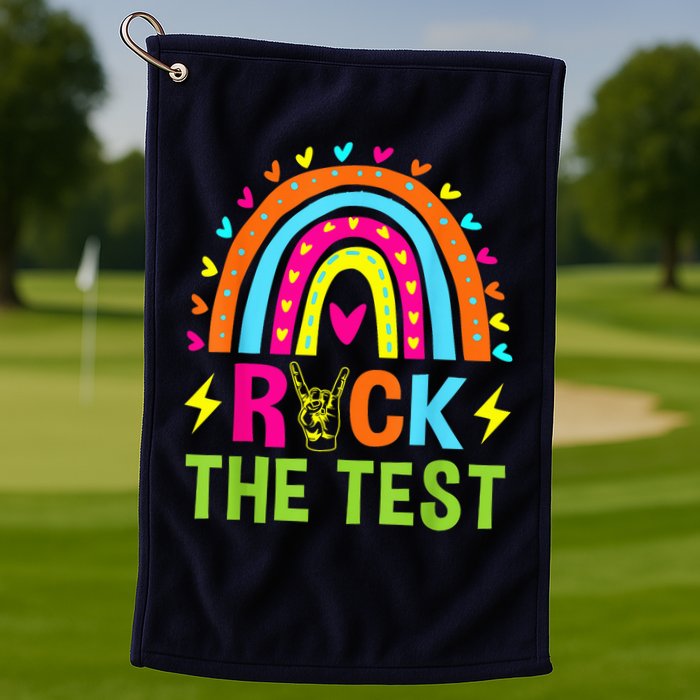 Rock The Test Rainbow Testing Day Motivational Teacher Golf Towel