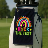 Rock The Test Rainbow Testing Day Motivational Teacher Golf Towel
