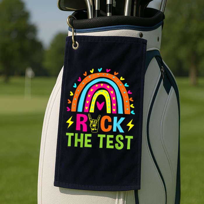 Rock The Test Rainbow Testing Day Motivational Teacher Golf Towel