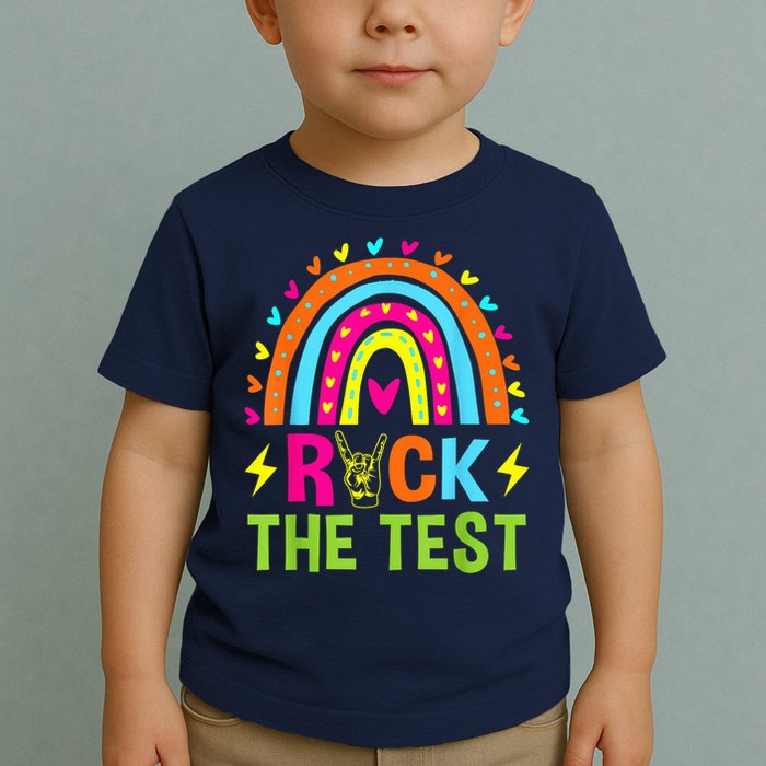 Rock The Test Rainbow Testing Day Motivational Teacher Toddler T-Shirt