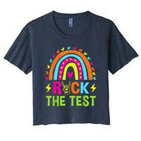 Rock The Test Rainbow Testing Day Motivational Teacher Crop Top