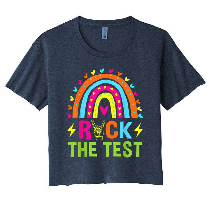 Rock The Test Rainbow Testing Day Motivational Teacher Crop Top
